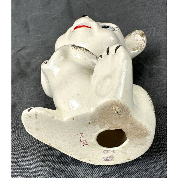 Vintage 1950’s Ceramic Dog Puppy Figurine Gold Trim Japan 4.25” - Picture 8 of 12